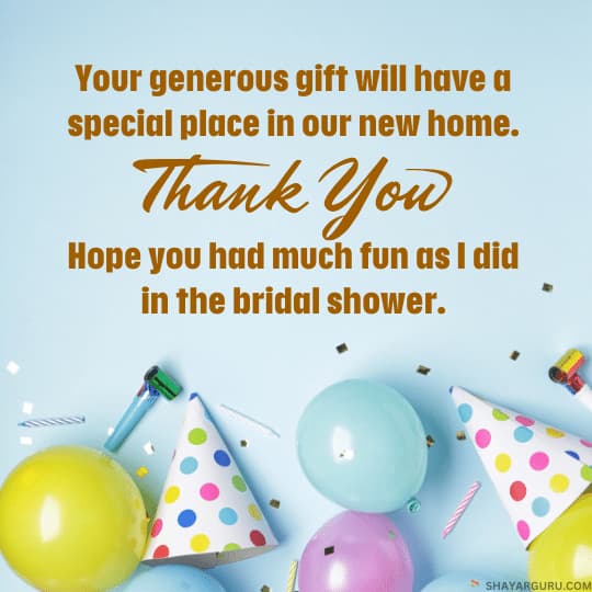 Thank You Messages for Bridal Shower Gift