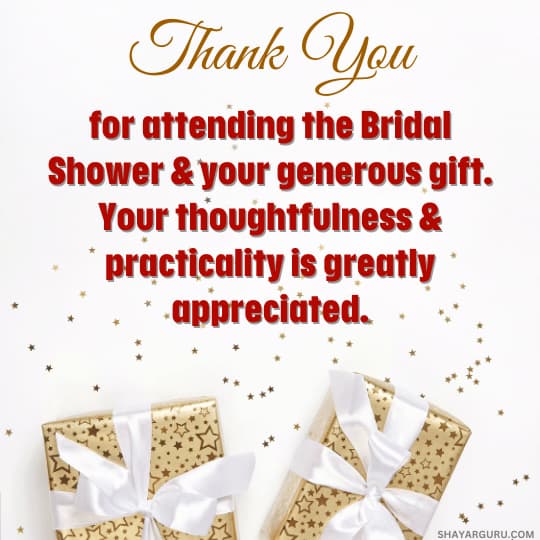 Thank You Messages for Attending Bridal Shower