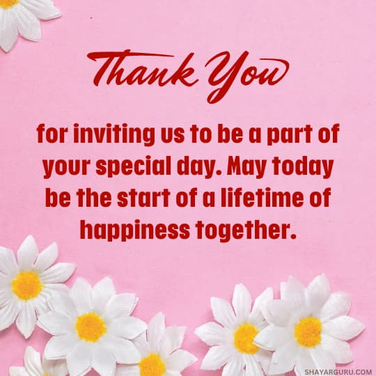 Thank You Message For Wedding Invitation