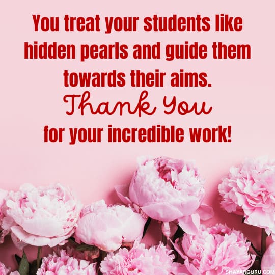 Words of Appreciation for Teachers from Principal