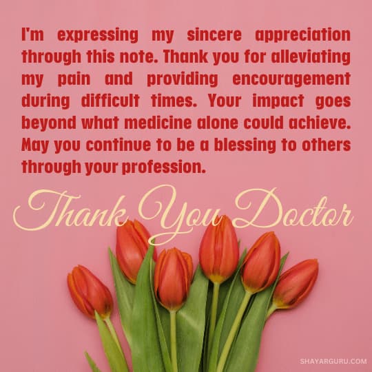 thank you note to doctor