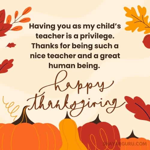 Thanksgiving Message for Teacher From Parents