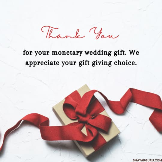 Wedding Thank You Message for Money
