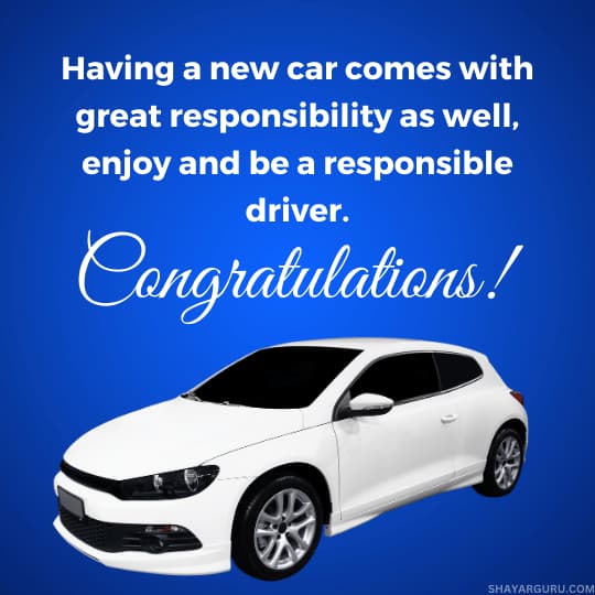 congratulations for new car
