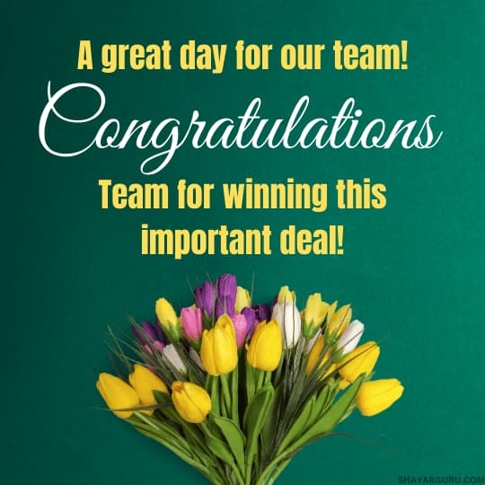 Congratulations Message for Winning Team