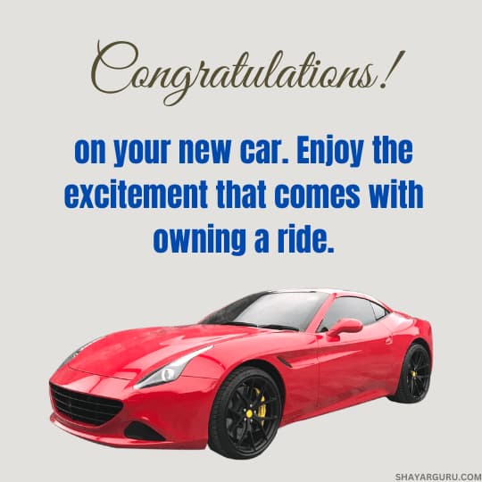 congratulations on your new car
