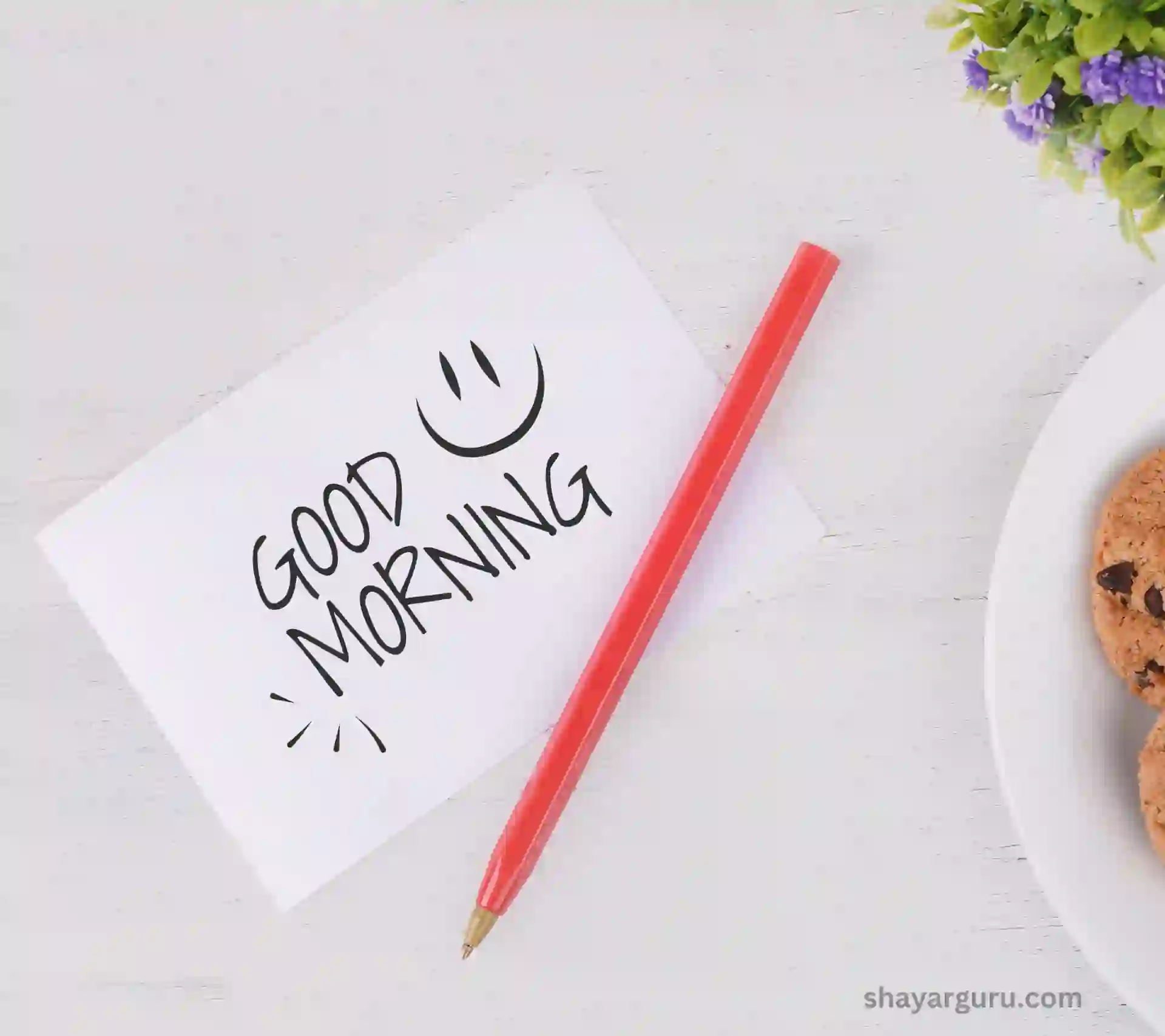 good morning note with pencil