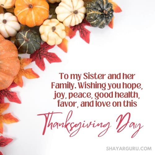 Thanksgiving Wishes for Sister
