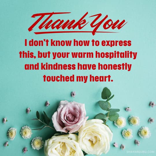 thank you message for hospitality