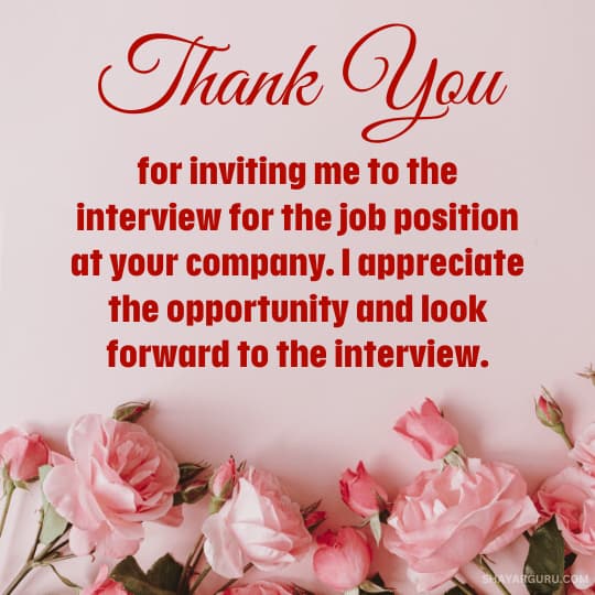 Thank You Message For Job Interview Invitation