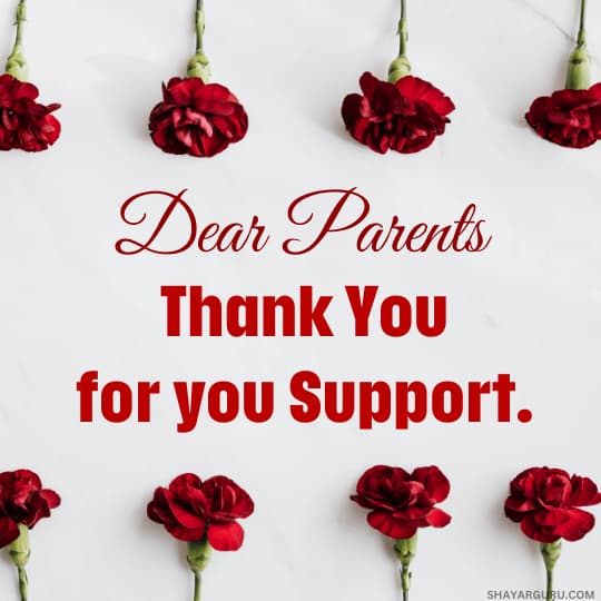 thank you note for parents for support