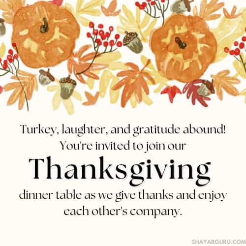 Thanksgiving Dinner Invitation Messages
