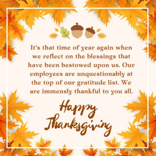 Thanksgiving Message To Employees